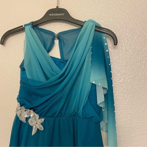 WEISSMAN solo Dance costume lyrical teal rhinestone Love In The Dark 14888 MC - Picture 3 of 14